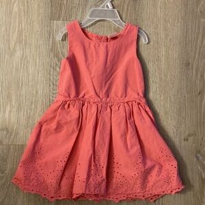 Carter’s Girl’s Size 2T Coral Lined Sleeveless Dress With Eyelet Trim